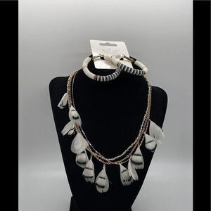Jewelry Set 2piece Feather Necklace and Earrings